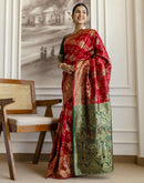 Red Silk Woven Banarasi Saree