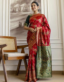 Red Silk Woven Banarasi Saree