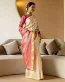 Off White Silk Woven Patola Saree