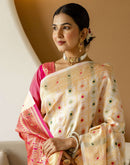 Off White Silk Woven Patola Saree