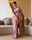 Dusty Pink Silk Woven Patola Saree