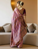 Dusty Pink Silk Woven Patola Saree