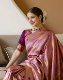 Dusty Pink Silk Woven Patola Saree