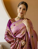 Dusty Pink Silk Woven Patola Saree