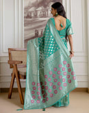 Mint Green Chanderi Woven Saree