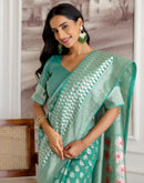 Mint Green Chanderi Woven Saree
