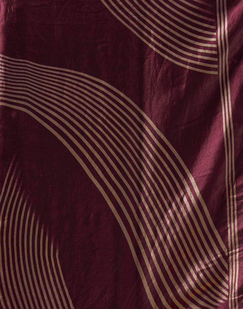 Wine Organza Printed Swarovski Saree