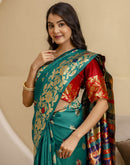 Teal Green Silk Woven Banarasi Saree