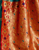 Teal Green Silk Woven Banarasi Saree