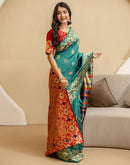 Teal Green Silk Woven Banarasi Saree