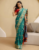 Teal Green Silk Woven Banarasi Saree