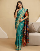 Teal Green Silk Woven Banarasi Saree