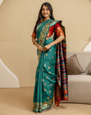 Teal Green Silk Woven Banarasi Saree