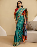 Teal Green Silk Woven Banarasi Saree
