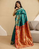 Teal Green Silk Woven Banarasi Saree