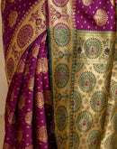 Dark Purple Silk Woven Banarasi Saree
