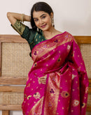 Rani Pink Silk Woven Banarasi Saree