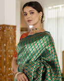 Teal Blue Silk Woven Banarasi Saree