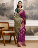 Wine Silk Woven Saree