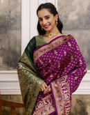 Wine Silk Woven Saree