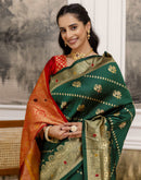 Dark Green Silk Woven Banarasi Saree