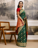 Dark Green Silk Woven Banarasi Saree