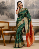 Dark Green Silk Woven Banarasi Saree