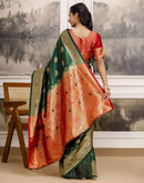Dark Green Silk Woven Banarasi Saree