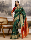 Dark Green Silk Woven Banarasi Saree