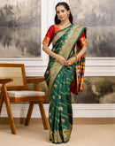 Dark Green Silk Woven Banarasi Saree