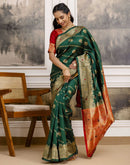 Dark Green Silk Woven Banarasi Saree