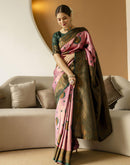 Dusty Pink Silk Woven Banarasi Saree