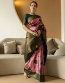 Dusty Pink Silk Woven Banarasi Saree