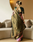 Dusty Pink Silk Woven Banarasi Saree