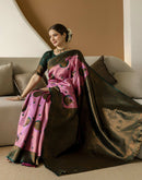 Dusty Pink Silk Woven Banarasi Saree