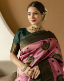 Dusty Pink Silk Woven Banarasi Saree