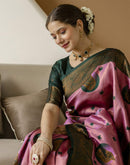 Dusty Pink Silk Woven Banarasi Saree