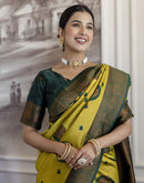 Lime Green Silk Woven Banarasi Saree