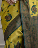 Lime Green Silk Woven Banarasi Saree