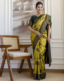 Lime Green Silk Woven Banarasi Saree
