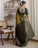 Lime Green Silk Woven Banarasi Saree