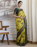 Lime Green Silk Woven Banarasi Saree