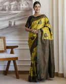 Lime Green Silk Woven Banarasi Saree