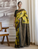 Lime Green Silk Woven Banarasi Saree