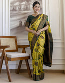 Lime Green Silk Woven Banarasi Saree
