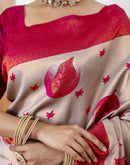 Grey Silk Woven Banarasi Saree