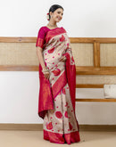 Grey Silk Woven Banarasi Saree