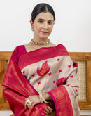 Grey Silk Woven Banarasi Saree
