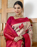 Grey Silk Woven Banarasi Saree