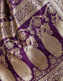 Dark Purple Silk Woven Banarasi Saree